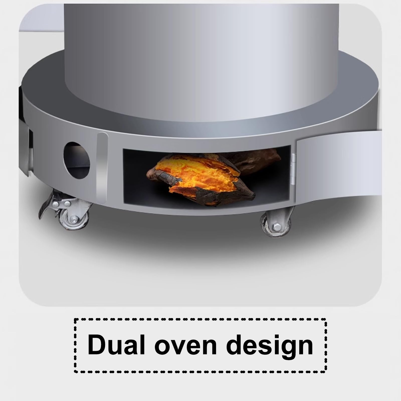 Cucina a Legna con Forno con Ruote Forni Doppi Fornetto a Legna da Interno Ponte Della Stufa in Acciaio Lamiera D'acciaio Soggiorni e Terrazze(B)