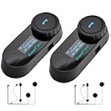 Motorcycle Bluetooth Headset TCOM SC Helmet Intercom 3 Riders Paring 800M 2 Riders Talking Motorcycle Communication Systems with LCD Display Universal Fitment Motorbike Communicator 2Pack