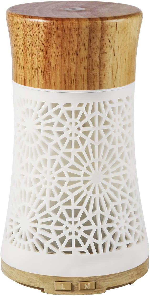 Essential Oil Diffusers,120ml Fragrant Room Sprays Ultrasonic Aroma Mist Atomizer BPA-Free, Waterless Auto-Off, 7 Color LED Lights for Office Home Bedroom Living Room Study Yoga Spa-Wooden Lid