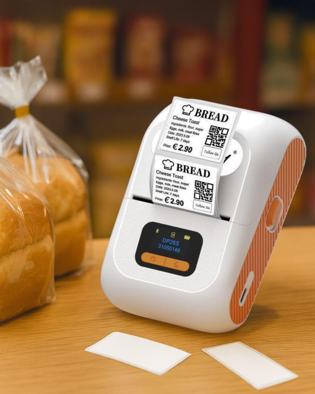Techly 622830 Mini Etichettatrice Stampante Termica Bluetooth C/Display Portatile Ricarica USB-C™ Bianco