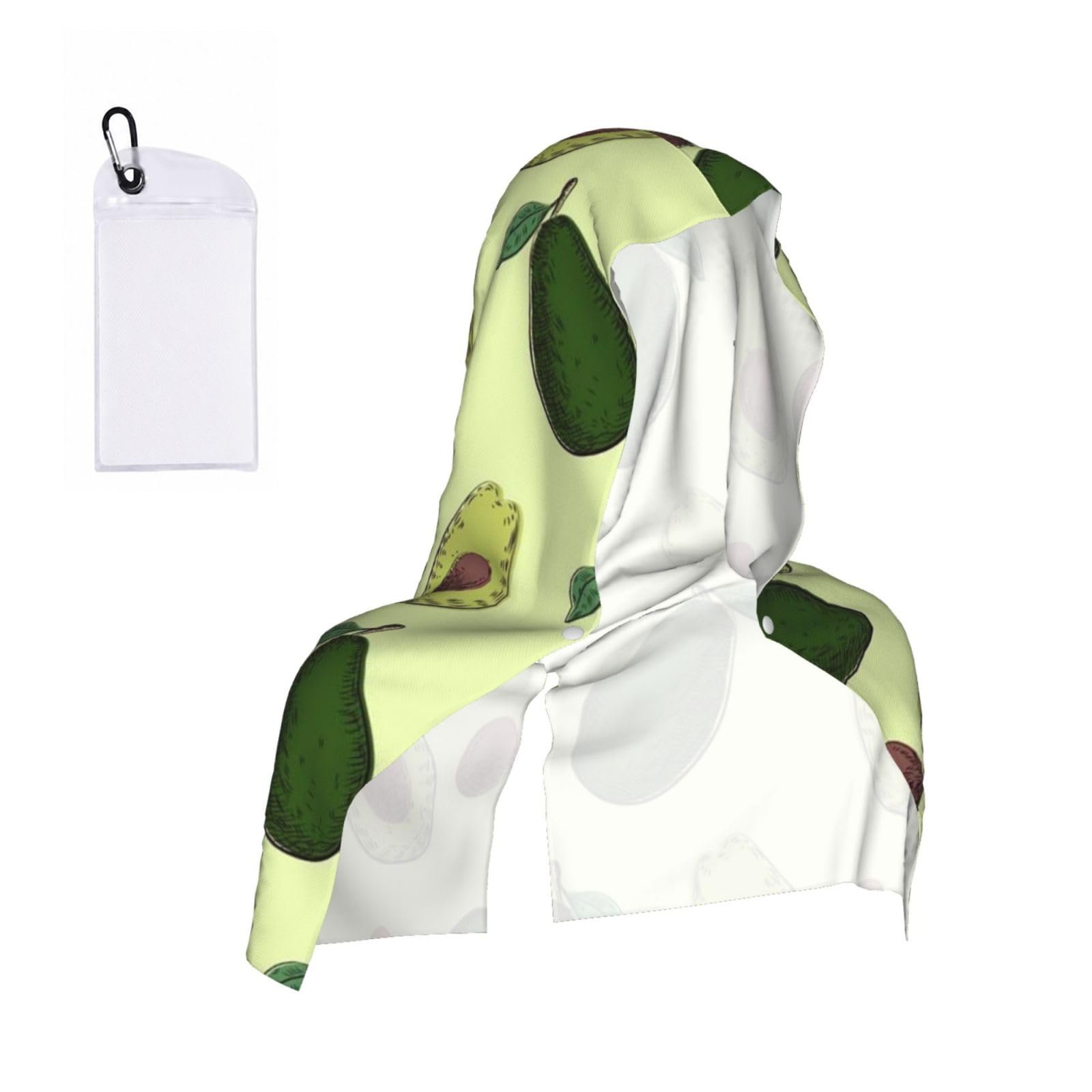 EZDLOWVBA Avocado Fruit Print 2 Pack Cooling Hoodie Towels,Sports Headscarf, Neck Wrap Scarf,Breathable Cooling Towel For Neck And Face, Travel, Swimming, Training