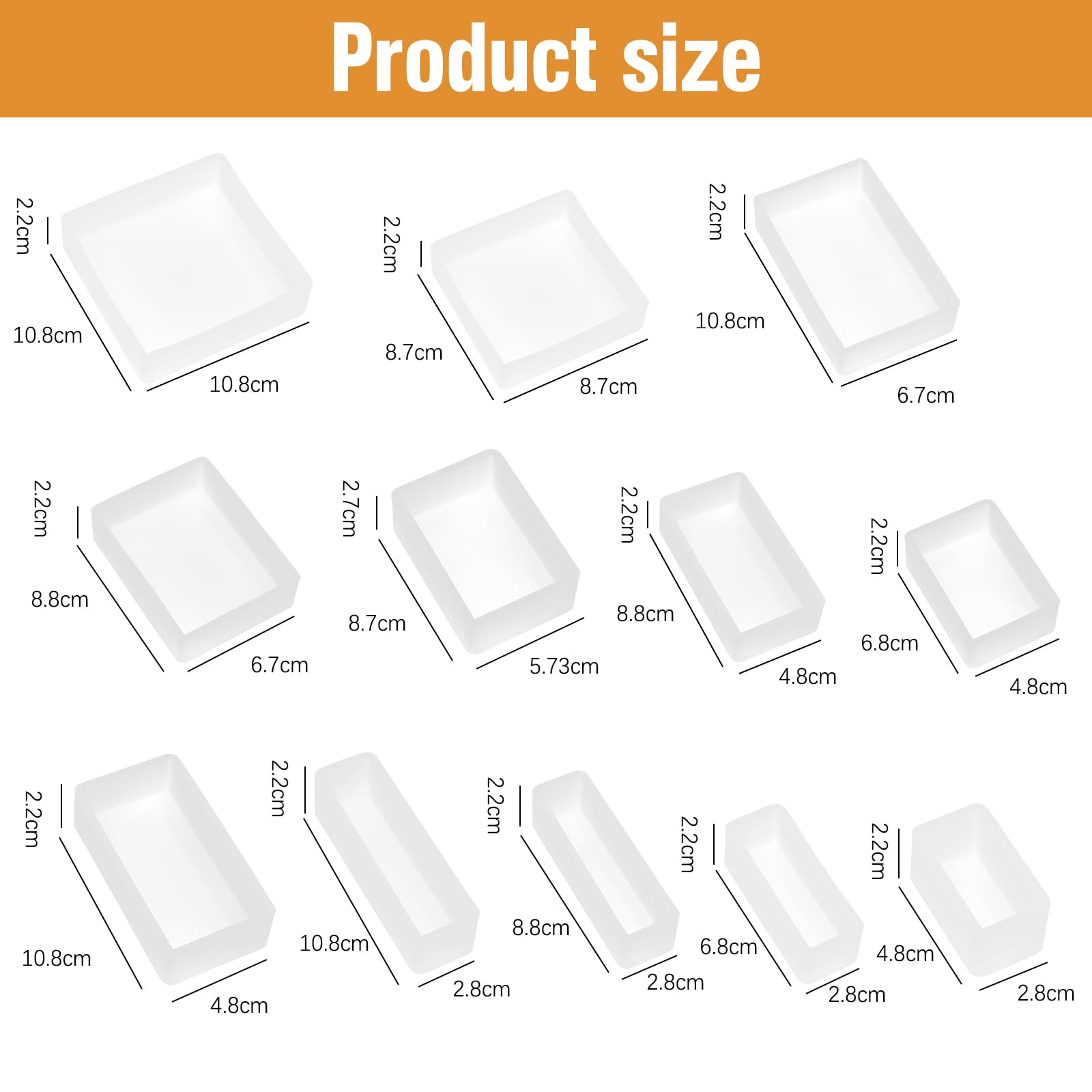12 Pezzi Stampi Rettangolari in Silicone per Resina Epossidica Cubo Stampi Quadrato per Rosa in Resina Epossidica per Fabbricazione Gioielli Candela e Sapone, Fai Da te Deco