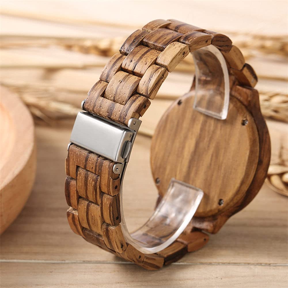 CAIDAI&YL Orologio da Polso da Polso Digitale da Donna in Legno, Marrone