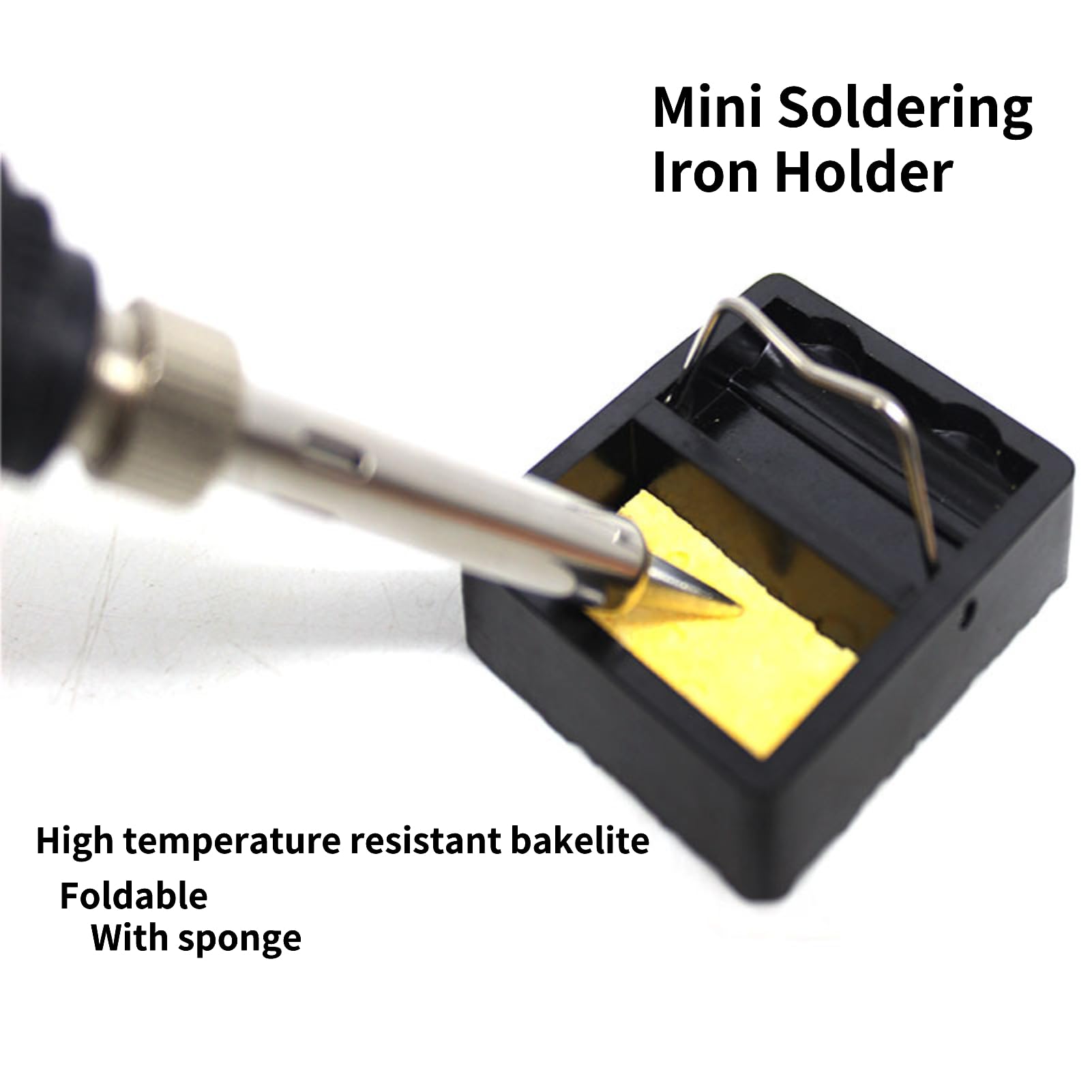 Pwshymi Portable Mini Electric Soldering Iron Stand Holder with High-temperature Sponge