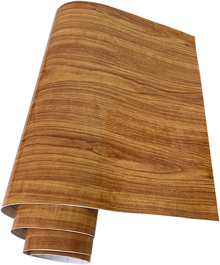 Vinyl Wrap Wood Grain - Peel & Stick Self-Adhesive Film for Car Interior, Furniture, Cabinets - Waterproof Glossy Decorative Sticker, DIY Upgrade (2 Rolls) (Light Brown)