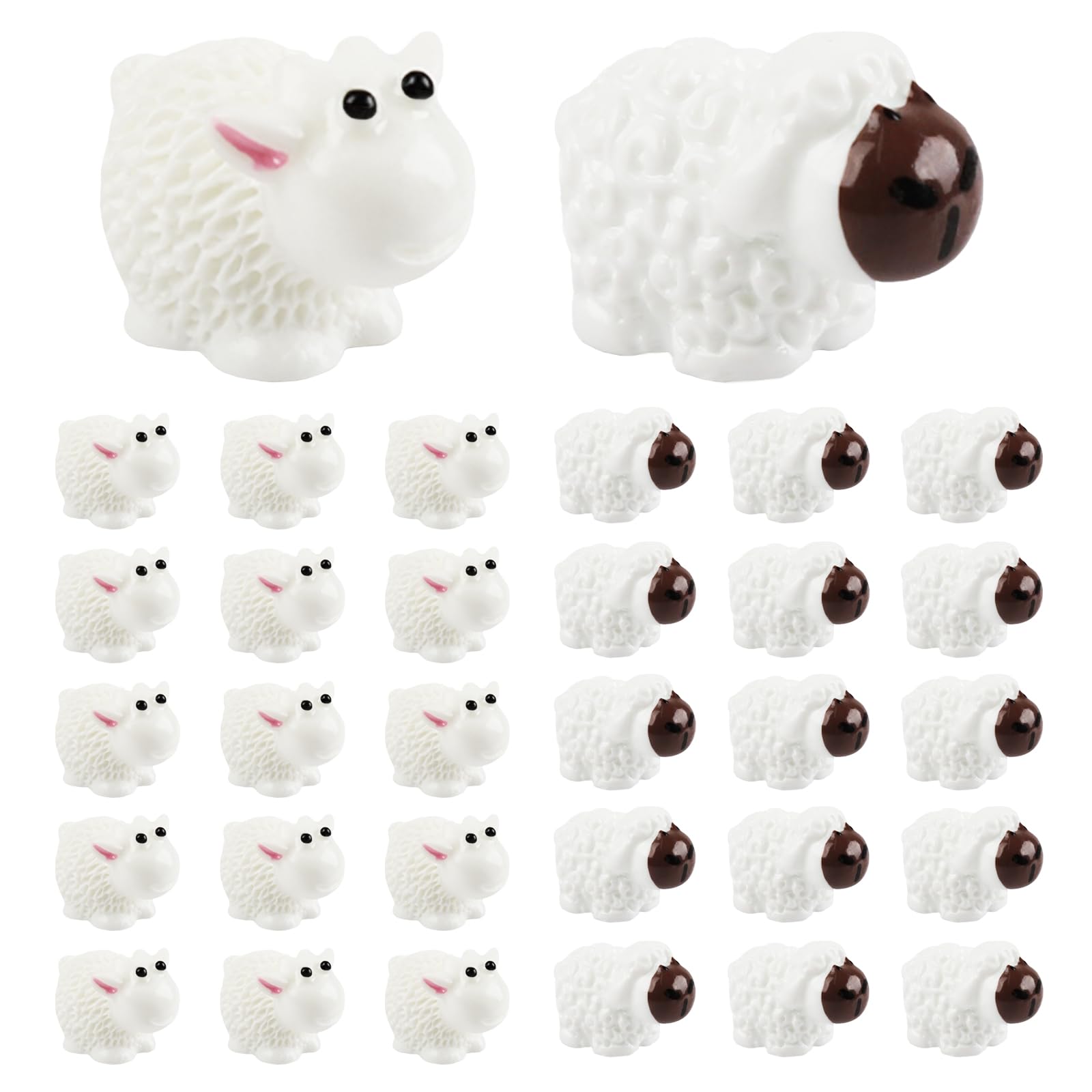 LLMSIX30PCS Mini Sheep Figurines Fairy Garden Sheep Ornament Outdoor Statue Animal DIY Craft Cake Topper Home Decor for Dollhouse Bonsai Micro Landscape (Male + Mother Sheep)
