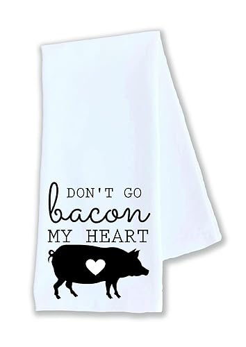 Kitchen dish towel Don't go bacon my heart pig bathroom funny cute Kitchen Decor drying cloth100% COTTON