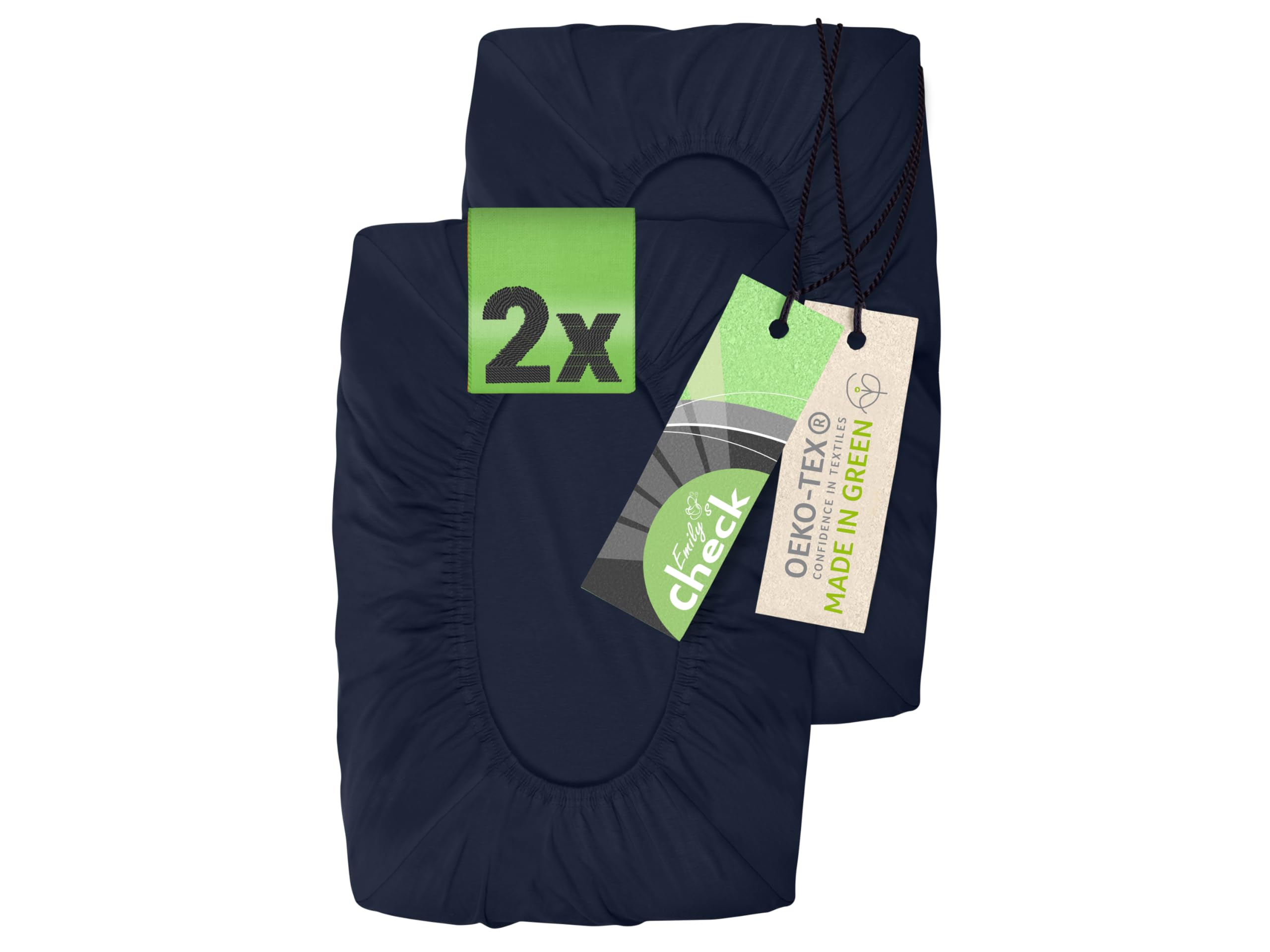 Emily´s Check 2er Pack Spannbezug für Nackenkissen Gesundheitskissen 1596.2323, Marine, 30-50 x 40-60 x 10 cm