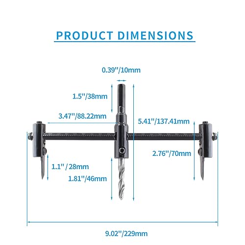 Miniatura 3 de Sierra de agujero ajustable de 1-316" a 7-78" (30 a 7.874 in), broca de corte circular resistente para madera y paneles de yeso, herramientas de