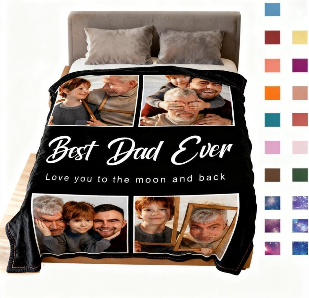 Customized blanket pictures 40-100 inches queen/king size beds large blanket tailored for sofas personalized large-sized flannel photo tapestry Valentine's Day gift (Four Pictures, 40X50inch)