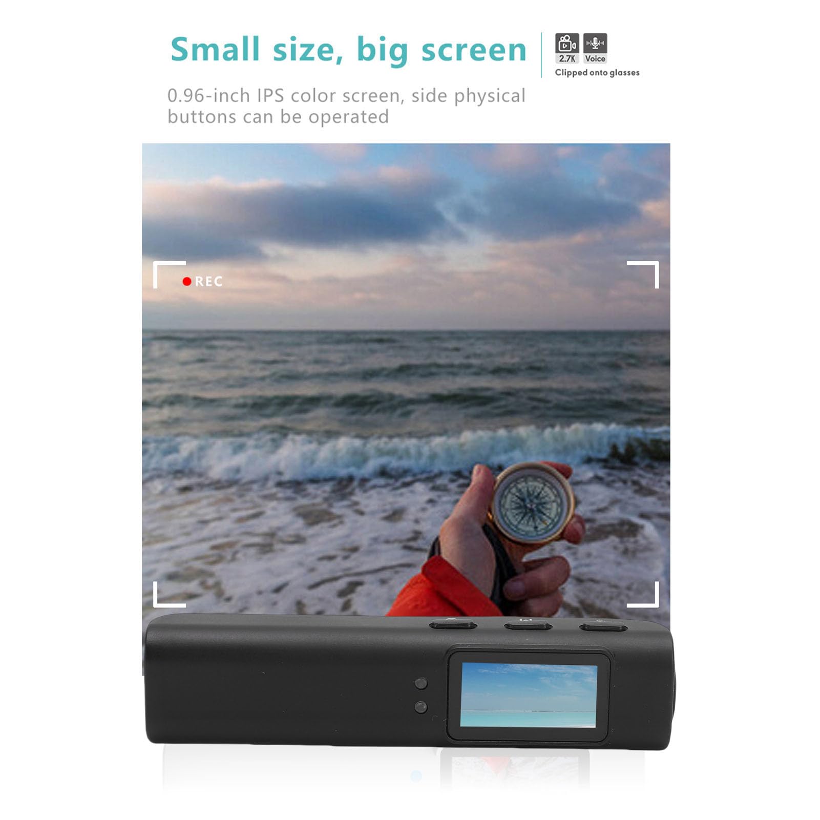XUMIUZIY Telecamera Sportiva FPV Montata sulla Testa con Vetro, Telecamera Sportiva per Occhiali HD WiFi da 2,7K con Display da 0,96 Pollici, Anti-Vibrazione, Grandangolo da 110°, (Black)
