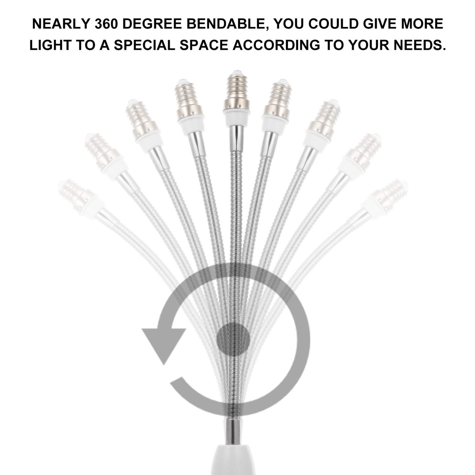 2Pcs Portalampada E27 Da 29 Cm Flessibile Adattatore Prolunga - 7