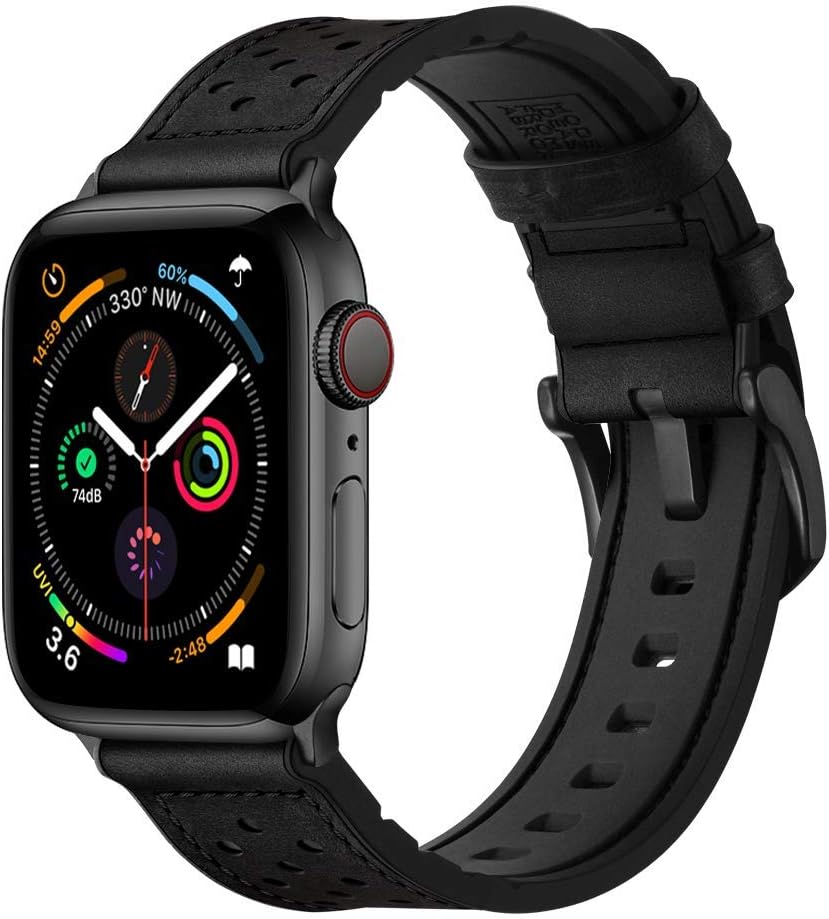 Compatible with Apple Watch Band 49mm 46mm 45mm 44mm 42mm, Mifa Leather Silicone Hybrid iWatch bands for Men Women, Replacement Loop Vintage Sports iWatch Strap for Series Ultra 2 1 10 9 8 7 6 5 SE