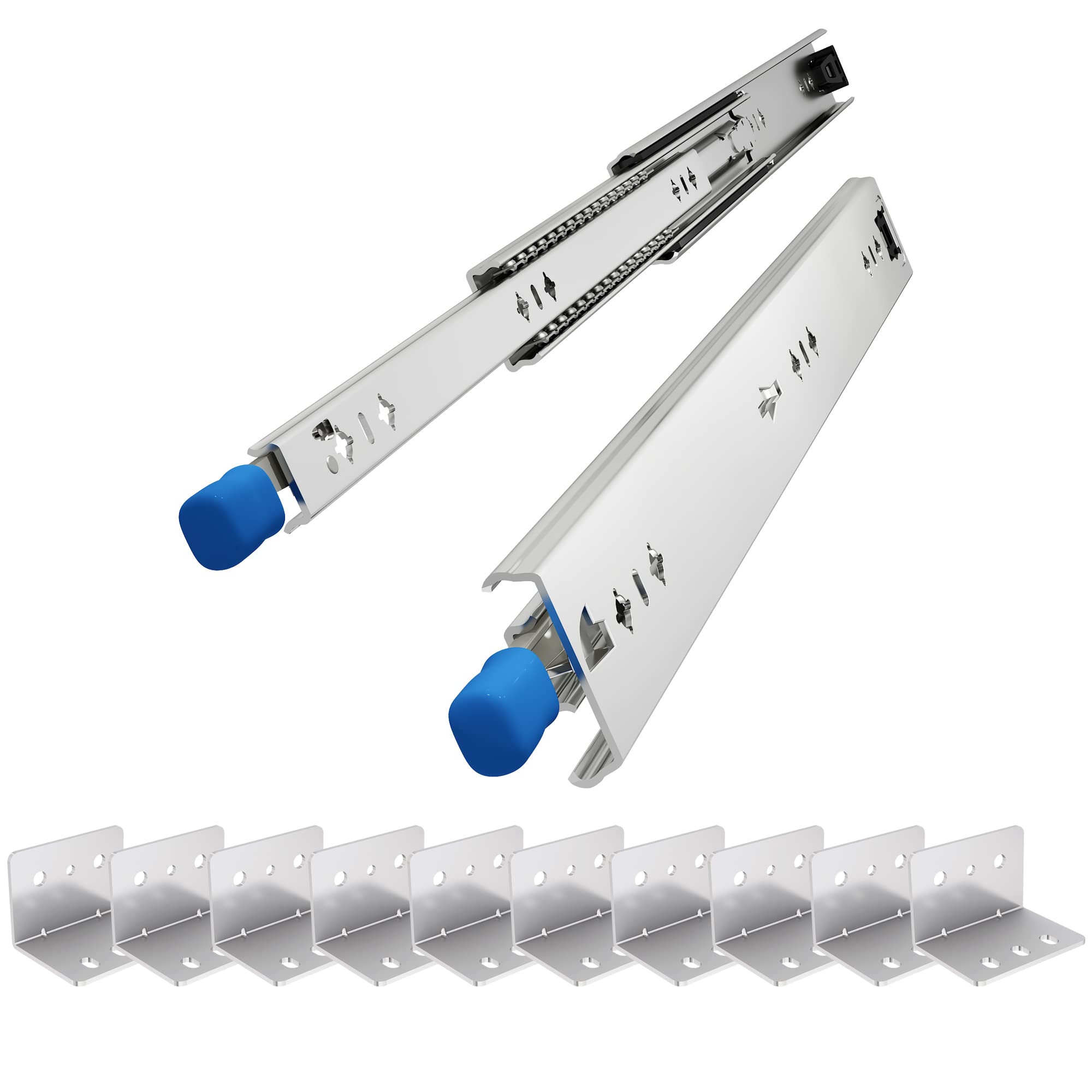 VADANIAIndustrial Heavy Duty Drawer Slide Set, VD2053 40" 1-Pair & L Brackets 8-Pack, Up to 94lb Load Capacity