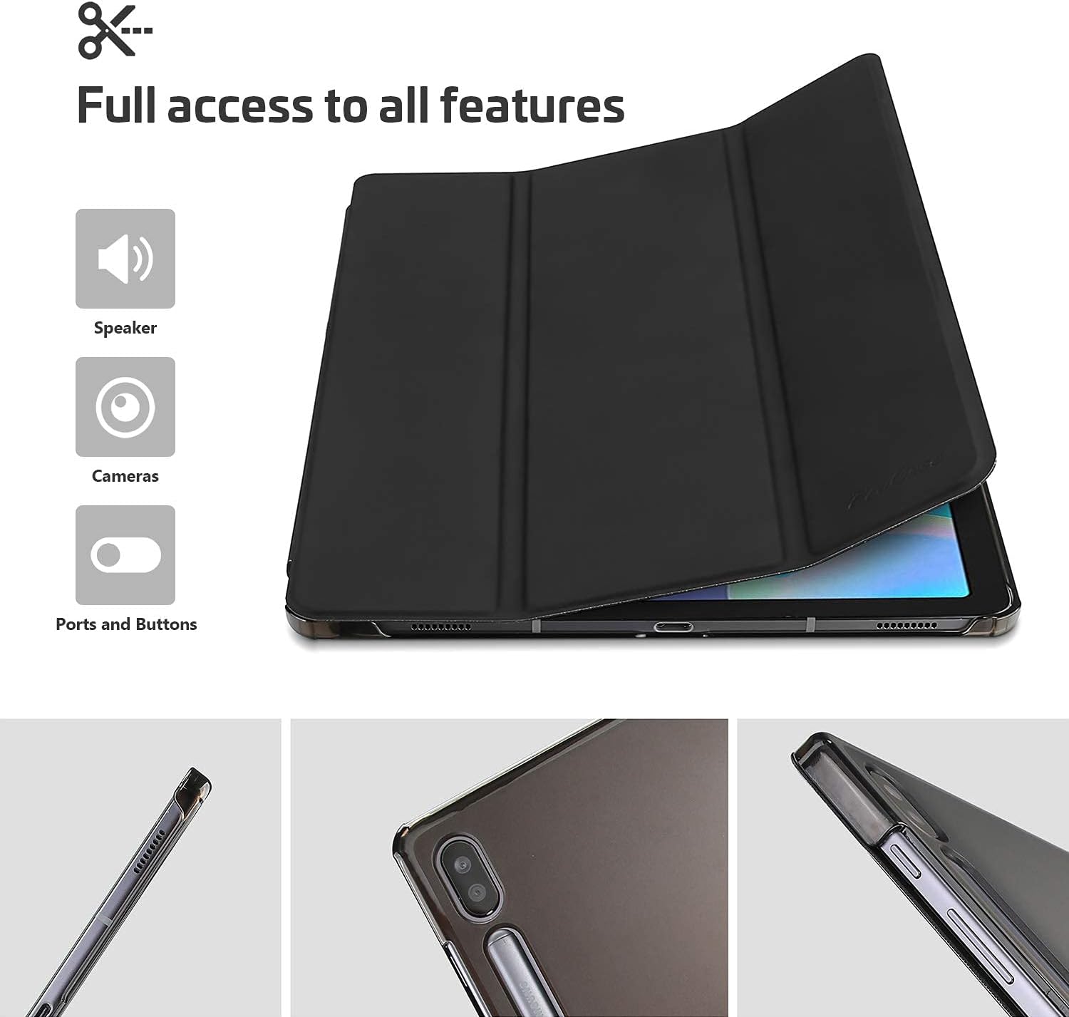 ProCase Galaxy Tab S6 10.5 Case 2019 with S Pen Holder (Model SM-T860/T865/T867), Ultra Slim Lightweight Stand Protective Case with Soft TPU Back Cover for Galaxy Tab S6 10.5-Inch Tablet 2019 Black