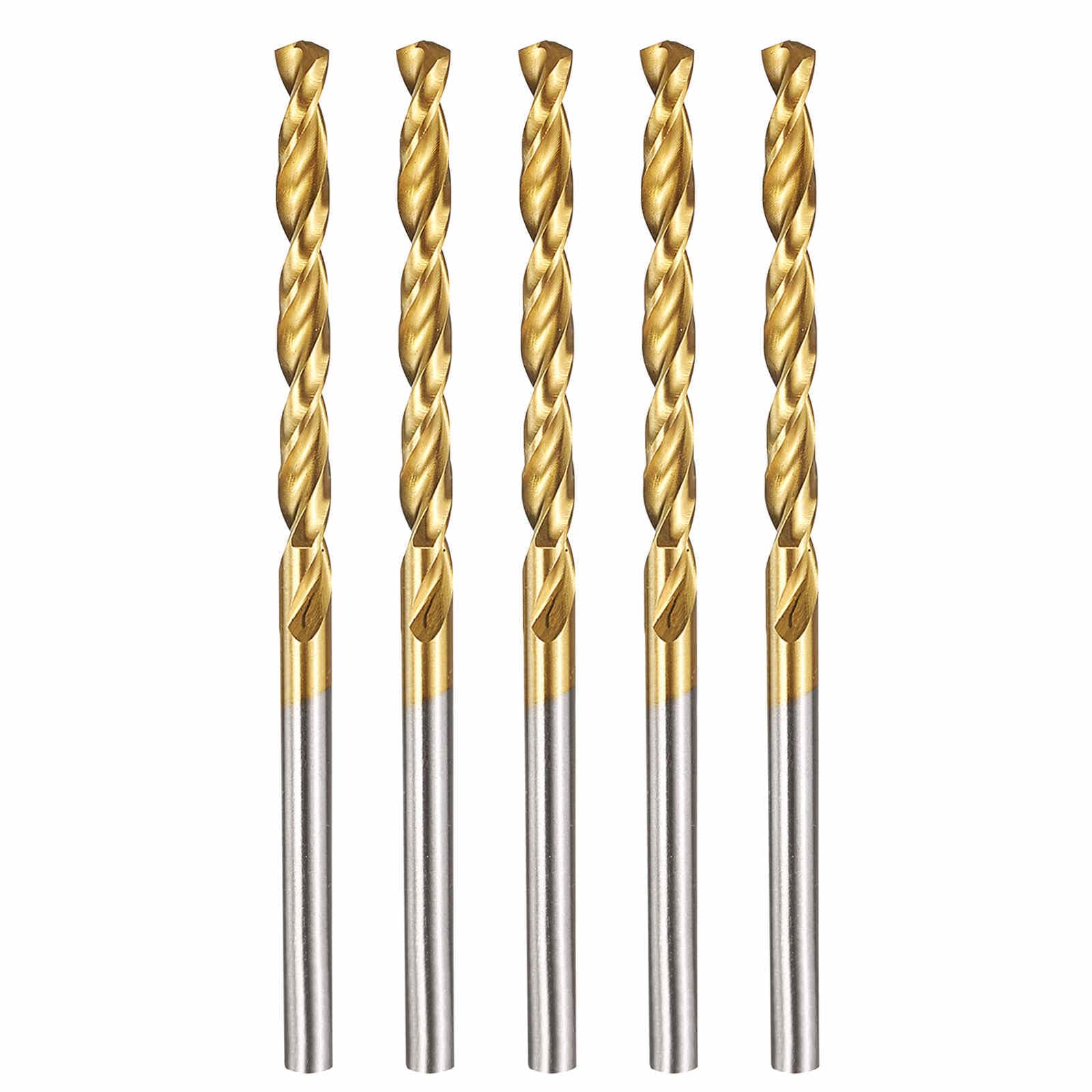 Kozelo 5pcs Drill Bit - [2.9mm Diameter] M42 8% Cobalt HSS Cutting Tool for Machining Hard Metal Stainless Steel Woodworking Handicraft Use, 135° Cutting Angle TiN