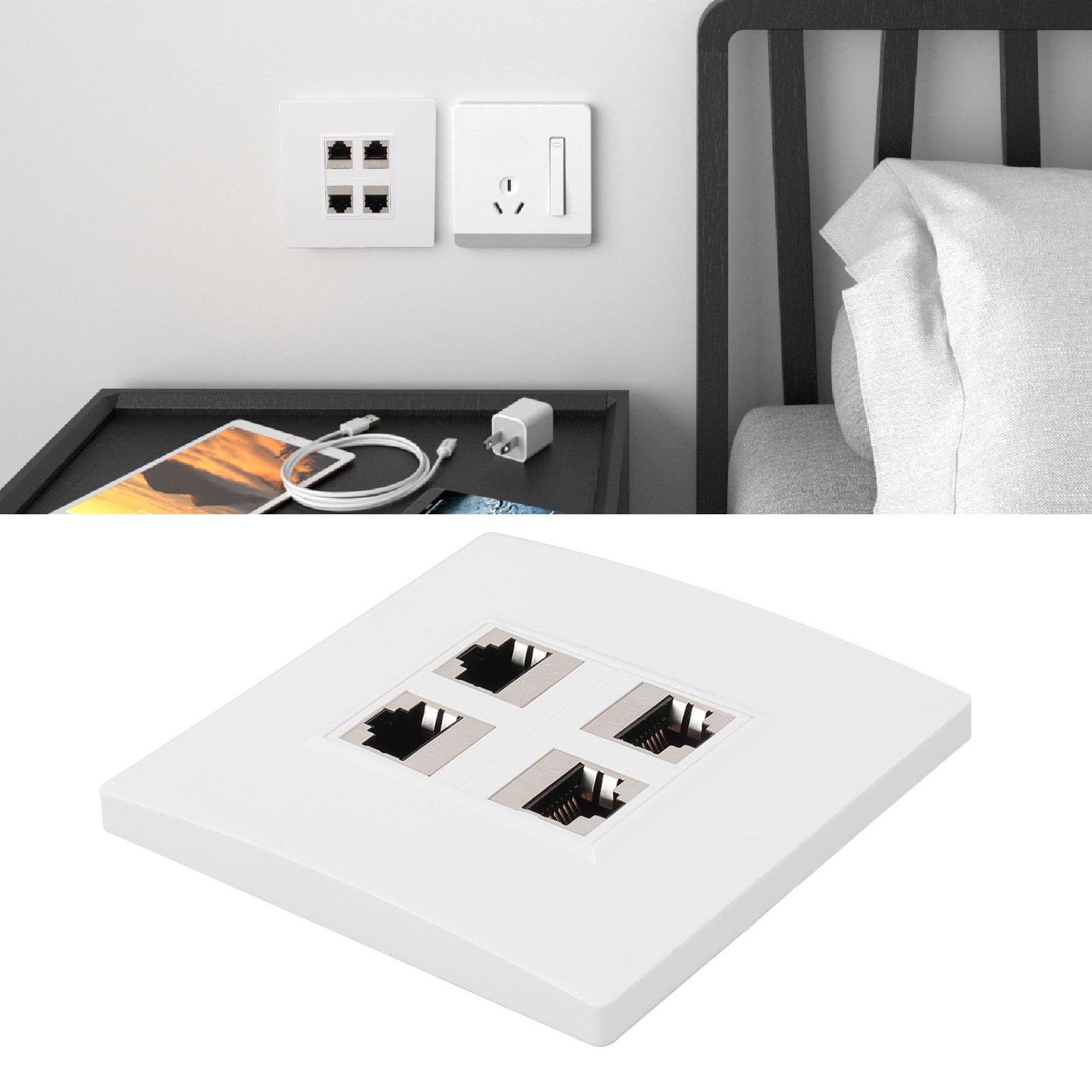 ZoeRax Ethernet Faceplate Single 1-Port/Double 2-Way RJ45 Socket Wall - View #10