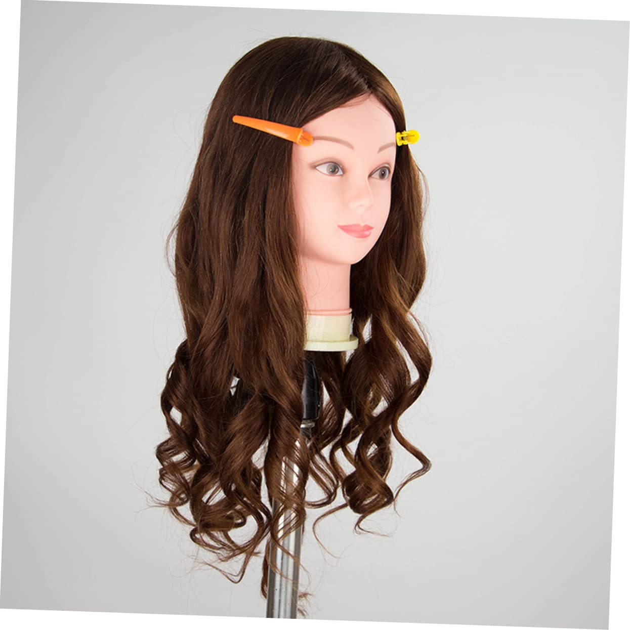 Übungskopf aus Mischhaar für Friseurlehrlinge, Braun, 1 Stück