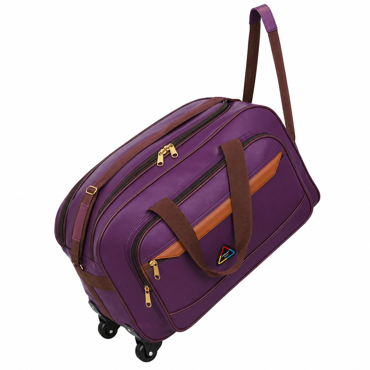 Large Trolley Duffle Bag for Travel, Premium Leather Finish Rolling Travel Bag with Wheels & Shoulder Strap | Spacious Multipurpose Luggage Bag for Men & Women | Ideal for Gym, Trips & Weekend Travel-image-40