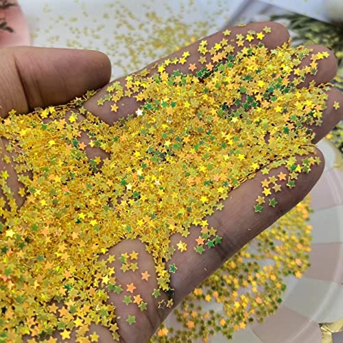12000 Pieces 3mm Holographic Star Party Glitter PVC Confetti for Arts & Crafts Wedding Bridal Shower Birthday Valentines Party Decorations (Holographic Yellow)
