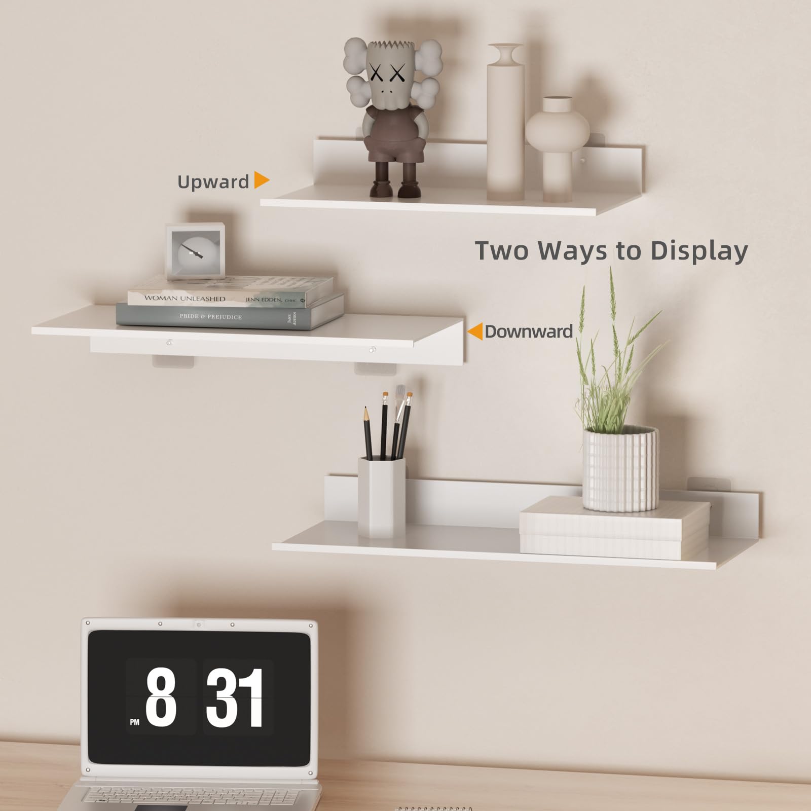 Wisfame White Floating Shelves for Wall Set of 3 - Image 4