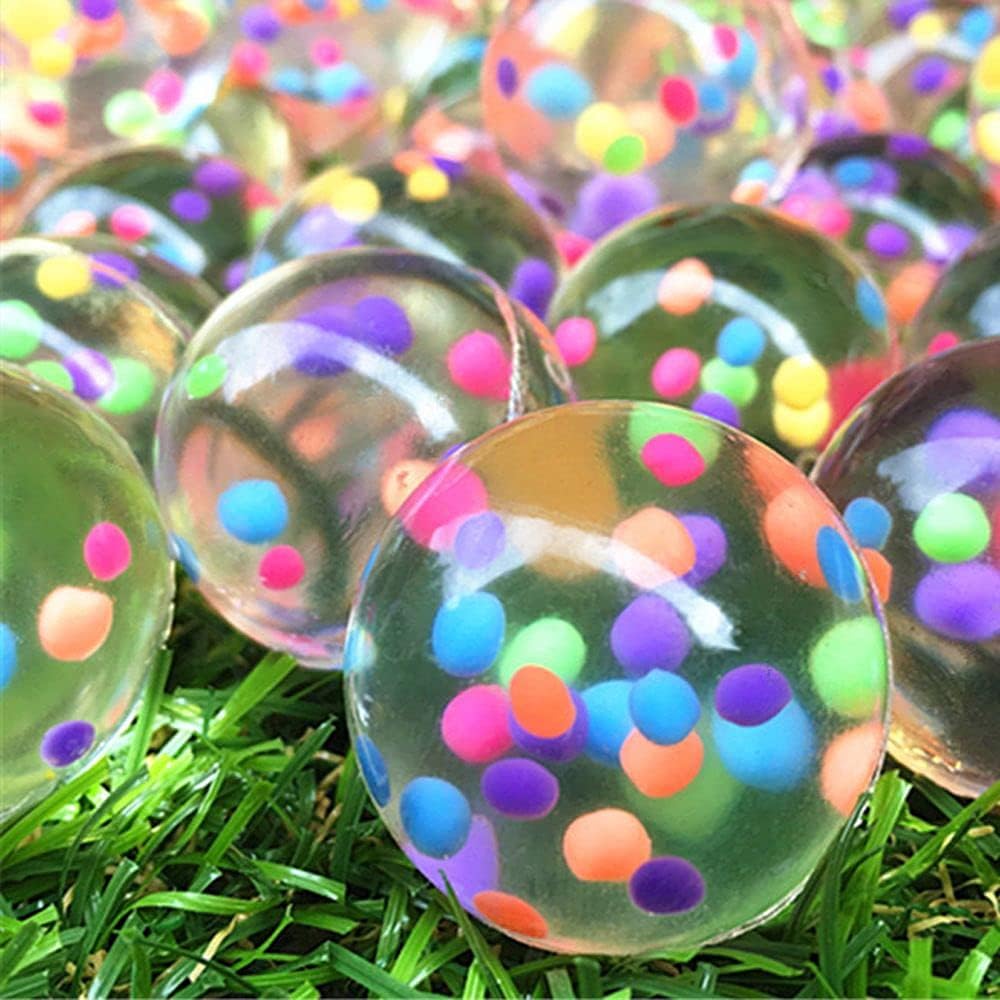 10Pcs Bouncing Balls, Elastic Rubber Ball Floating Ball 30mm Random Color Decorative Marbles(30mm)