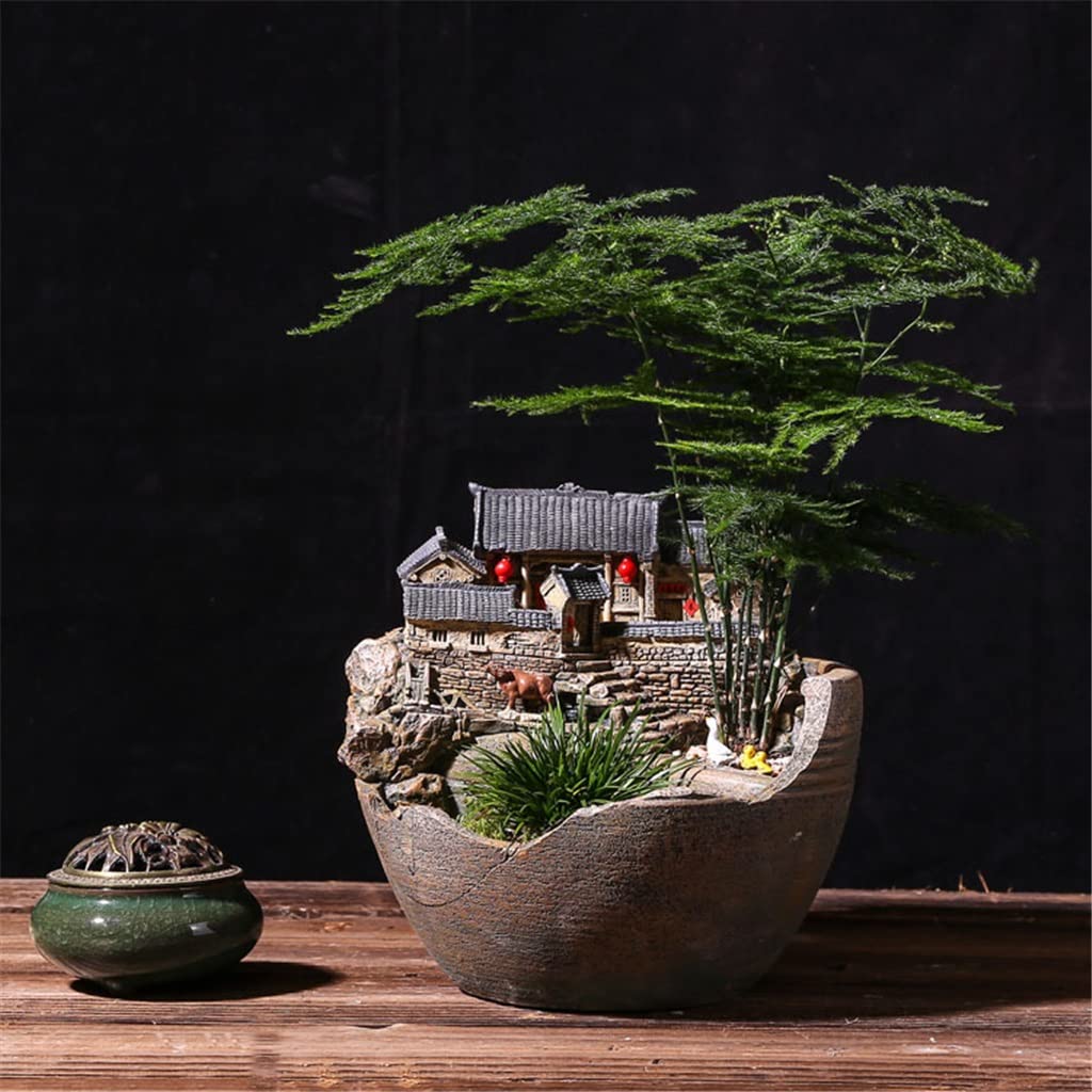Amazon.co.jp: 禅のようなマイクロ風景の小さな家の植木鉢造園アスパラ