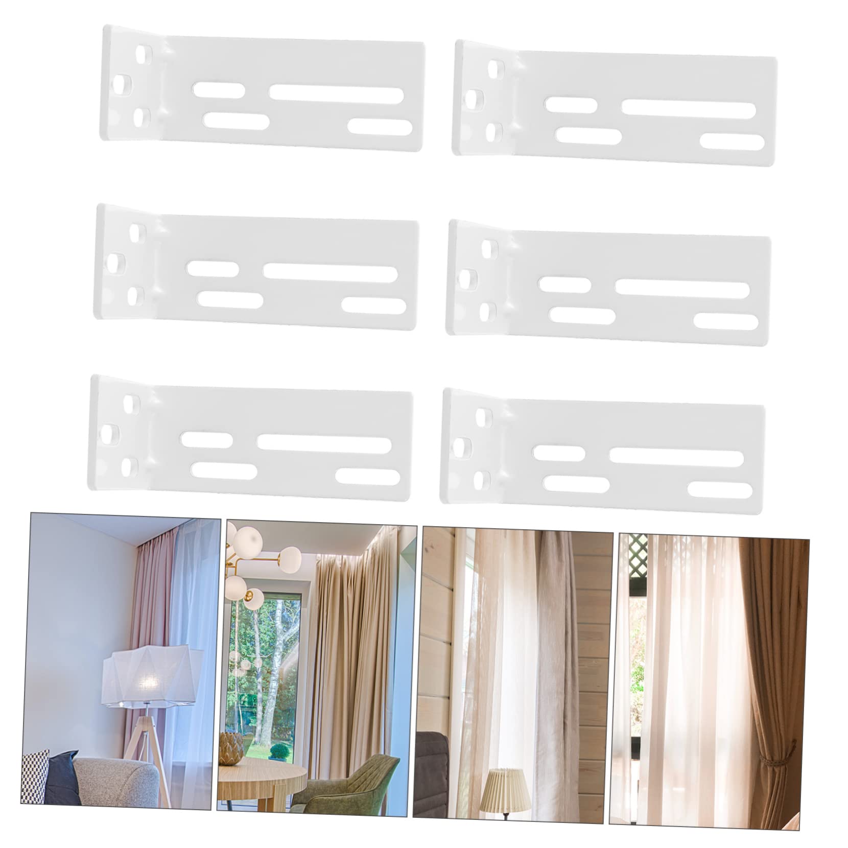 Cabilock 6Pcs Curtain Track Mount Code Brackets Installation Hardware for Easy Curtain Hanging for Home Use and Simple Setup