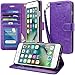 iPhone 7 Plus Case, Moze iPhone 7 Plus Wallet Case [4 Card Slots ] [Wrist Strap] [Stand Feature] PU Leather Flip Wallet Case Cover for iPhone 7 Plus - Purple