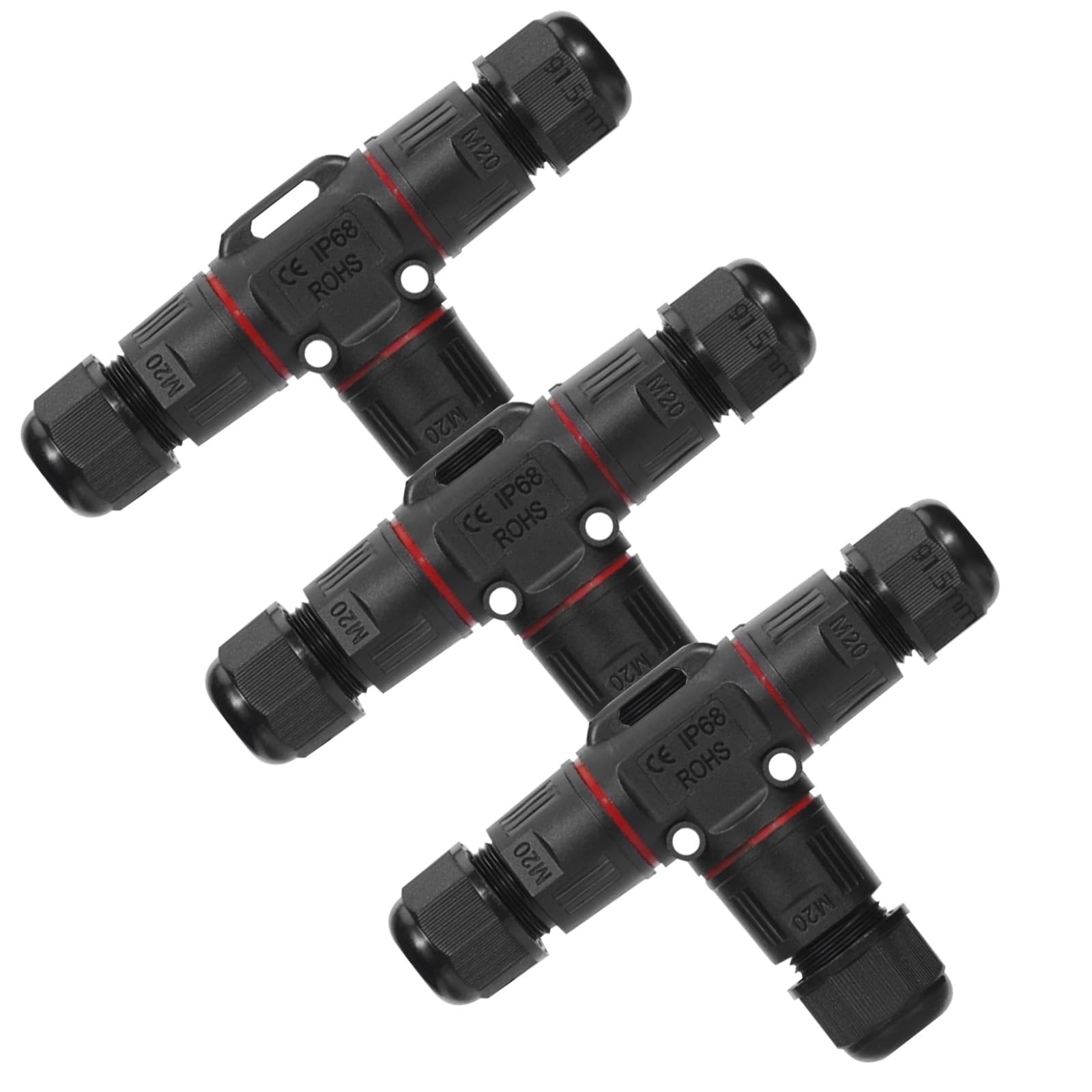 3 Pièces Connecteur Electrique Etanche, Connecteurs de Câbles Étanches IP68 Extérieur T Connecteur Câbles 3 Voies Ø 3-12 mm, Boite de Jonction Etanche