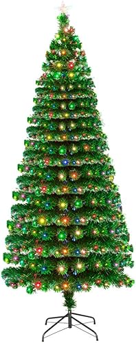 Miniatura 1 de KOIECETA Árbol de Navidad de fibra óptica de 75 pies con 260 lámparas LED y 260 ramas de árbol de Navidad equipado con soporte de metal plegable