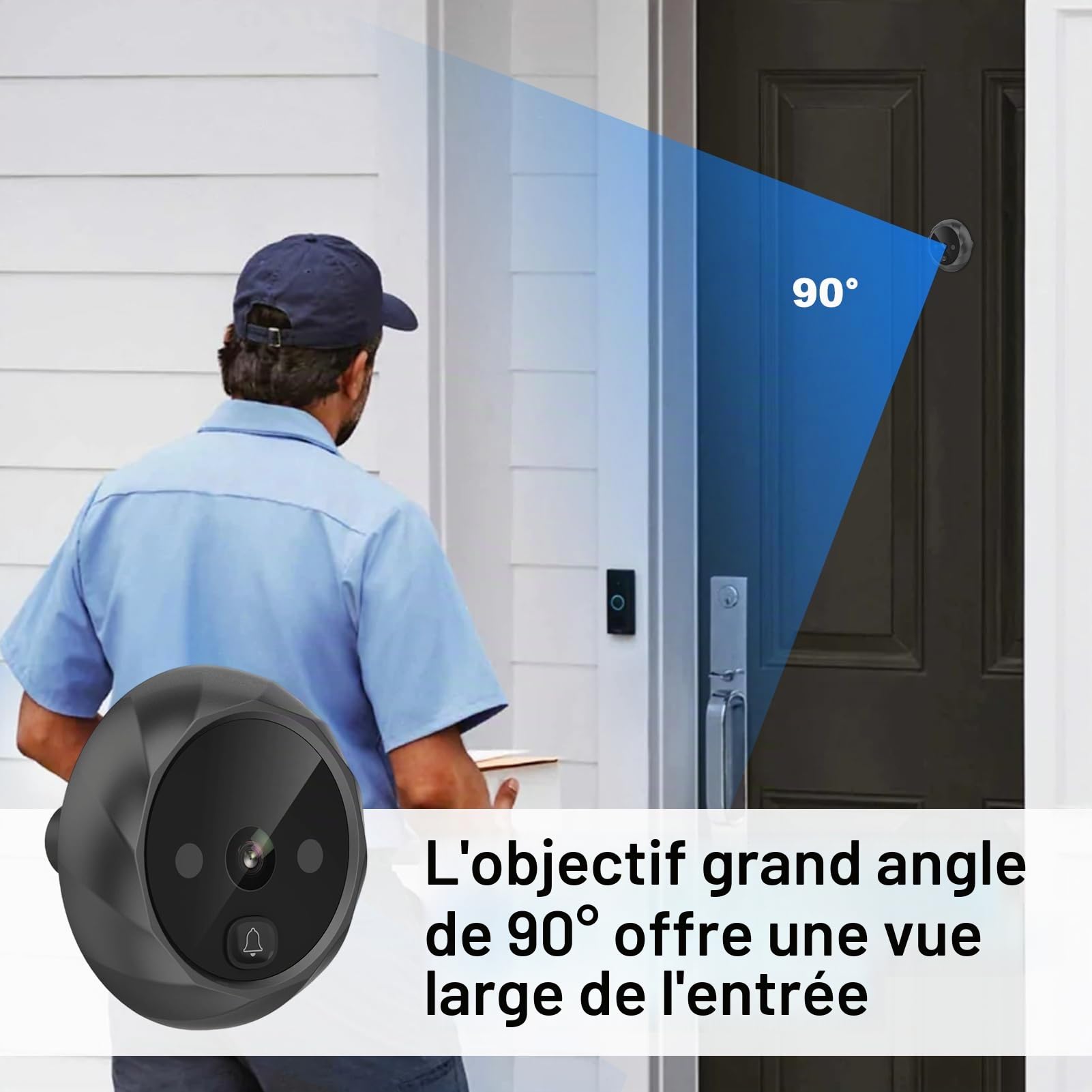 Judas de Porte, Visiophone Connecté Interphone Vidéo 2,4 Pouces avec caméra numérique HD, Vision Nocturne Infrarouge, Audio Bidirectionnel pour la sécurité de la Maison