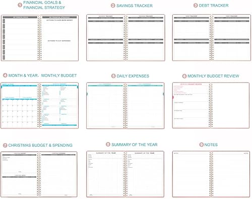 Miniatura 6 de Planificador de presupuesto y organizador mensual de facturas con bolsillos. Cuaderno de seguimiento de gastos, diario de presupuestos y