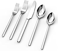 KINGSTONE 20-Piece Silverware Set for 4 - 18/10 Stainless Steel Flatware, Mirror Polished, Dishwasher Safe Cutlery