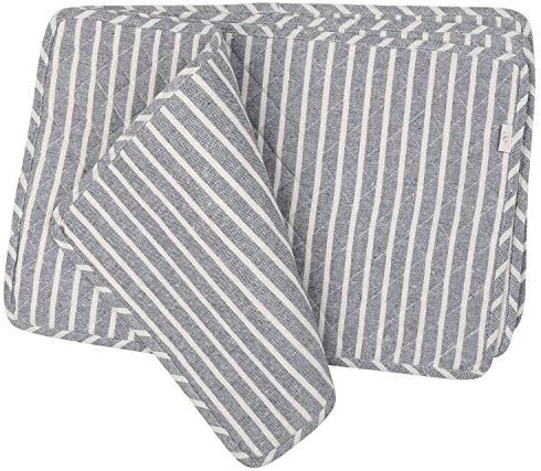 NEOVIVA Cotton Kitchen Table Place Mats Set of 4, Quilted Placemats for Dining Room, Chalk Striped Wild Dove