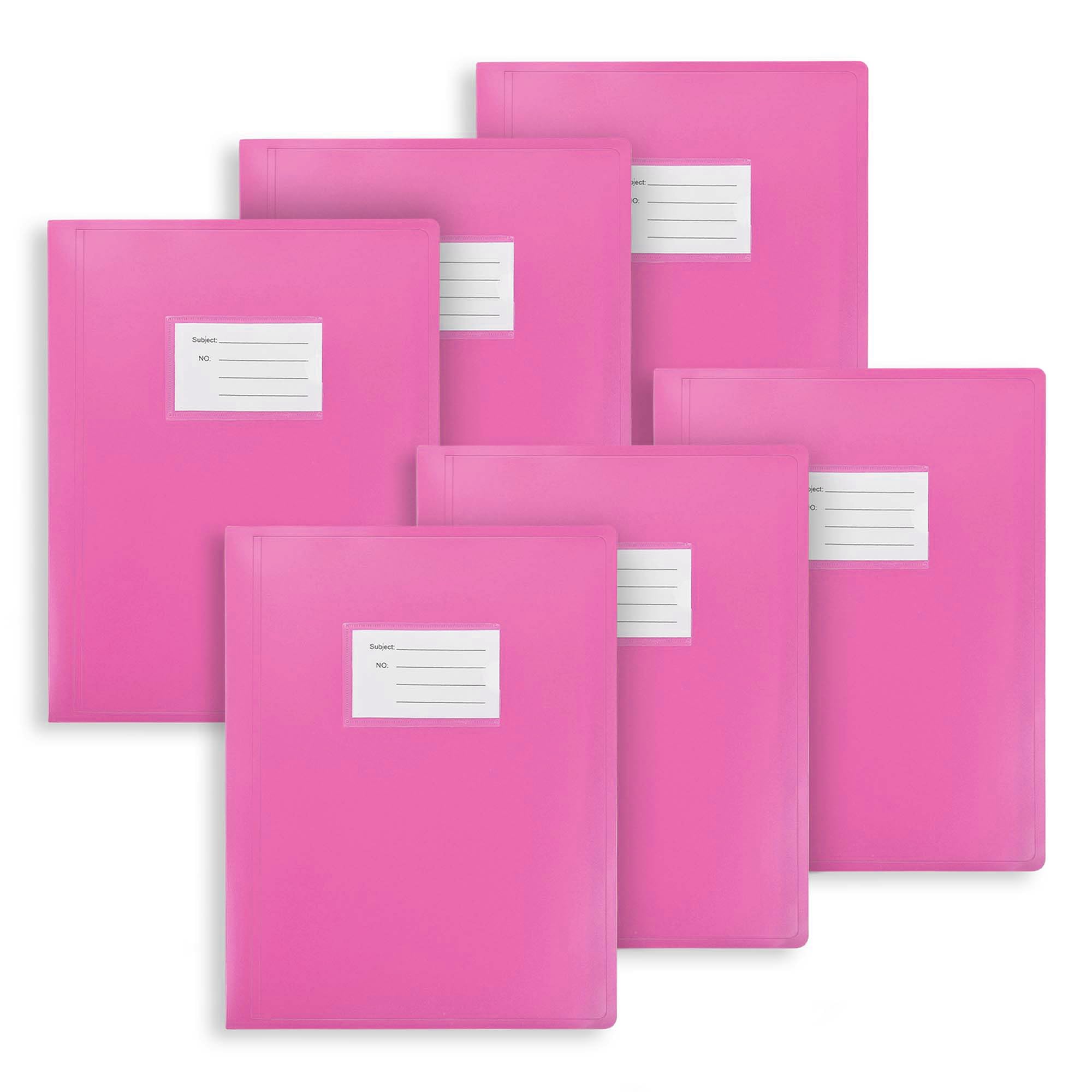 Premium Quality Display Book Folder for School, Filing, Storage, Interviews, CVS & Presentations, Assorted Colours, A4 Display Folder with 62 Pockets by Arpan (Pink - Pack of 6)