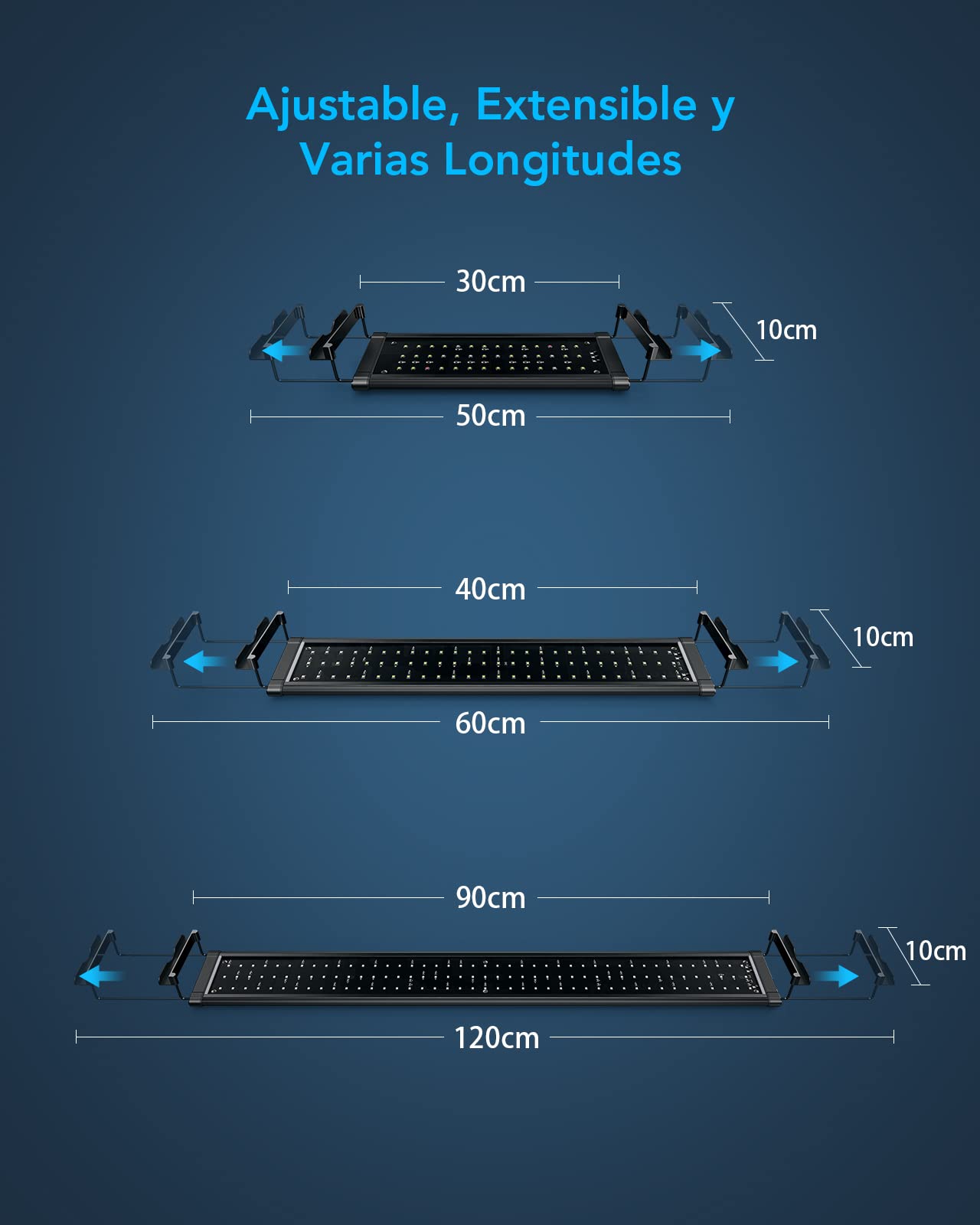 Tccbac Luces para Acuarios, 18W, LED de 90-120cm, Peces y Plantas , Soporte Extensible,Tiempo e Iluminación Ajustable, Multicolor — view 5