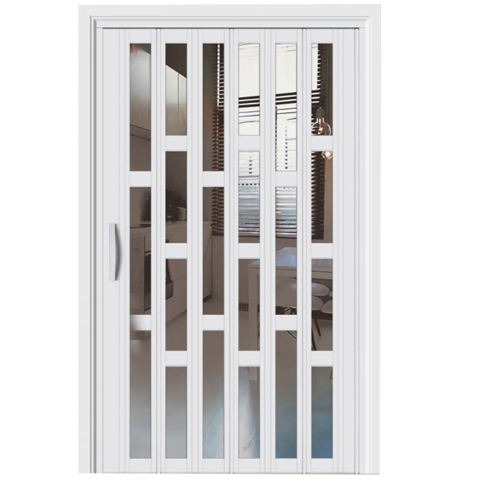 Porte de grange pliante intérieure gain de place blanche en aluminium pour salle de bain