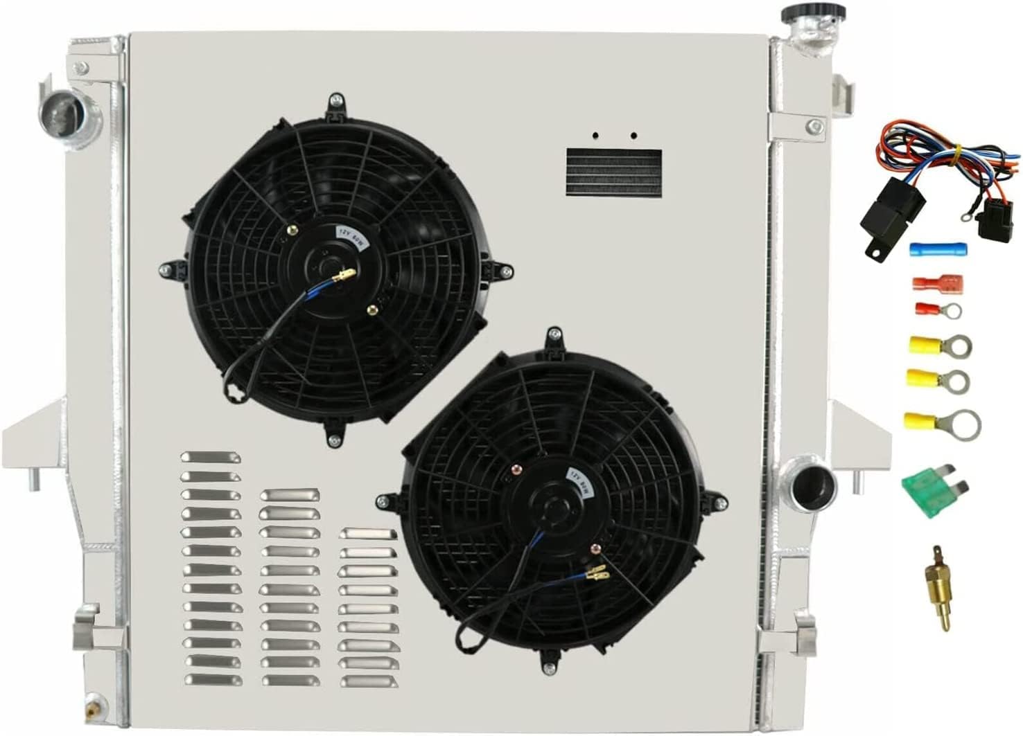 Aluminum Radiators for 2003-2009 Dodge Ram 2500 3500/2008-2010 Ram 4500 5500 5.9 6.7 l6 Cummins Diesel 2 Row Radiator Electric Fan Shroud Thermostat Kit Combo Radiador 2004 2005 2006 2007