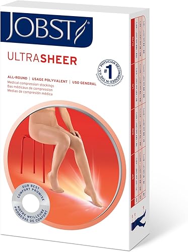 Miniatura 3 de JOBST UltraSheer Medias de compresión de 15-20 mmHg, medias, cintura alta, punta cerrada, antracita, grande