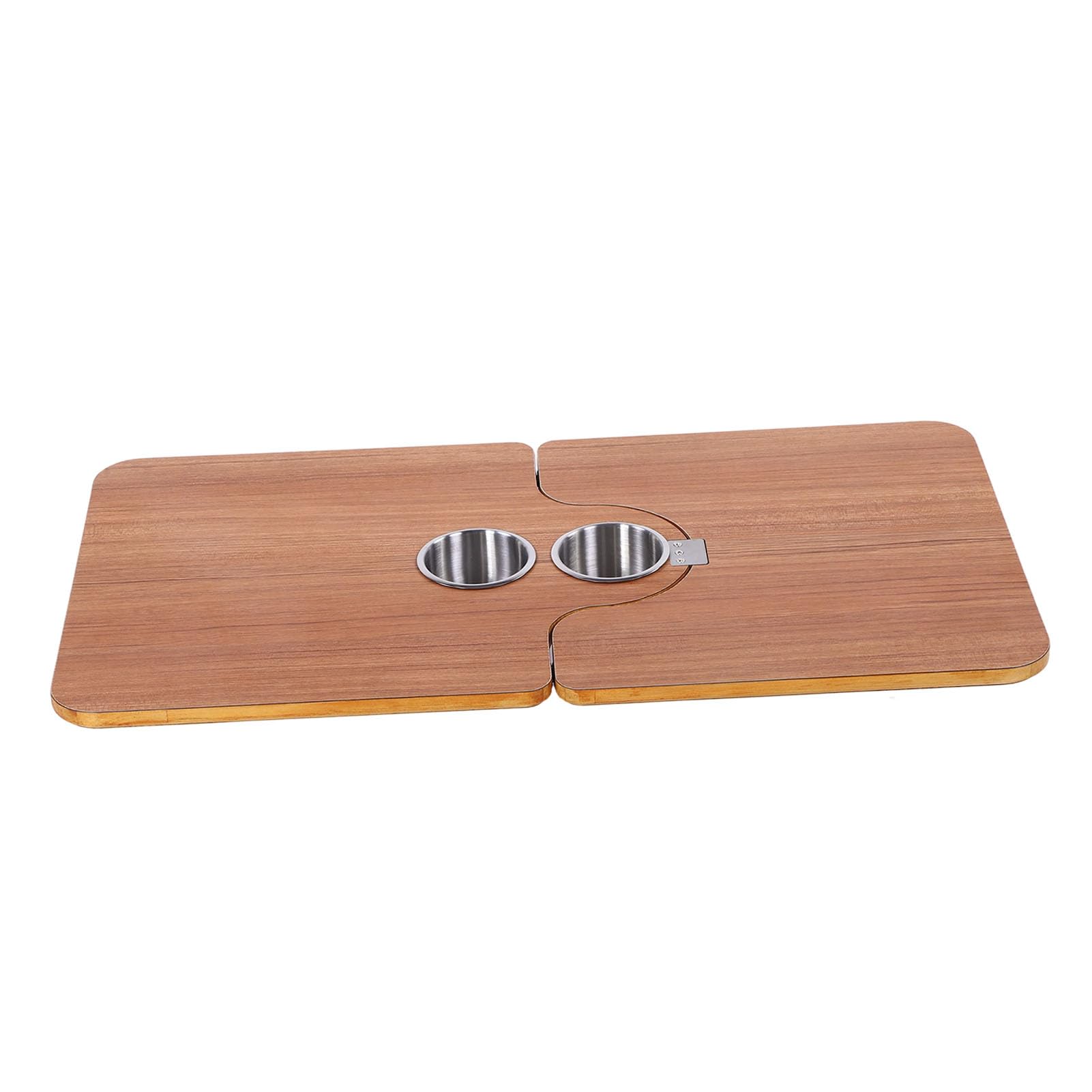 Haofy Piano Tavolo per Barca Pieghevole in Legno Massello 750x395 Mm con 2 Portabicchieri in Acciaio Inossidabile per Lavori di Ristorazione su Yacht per