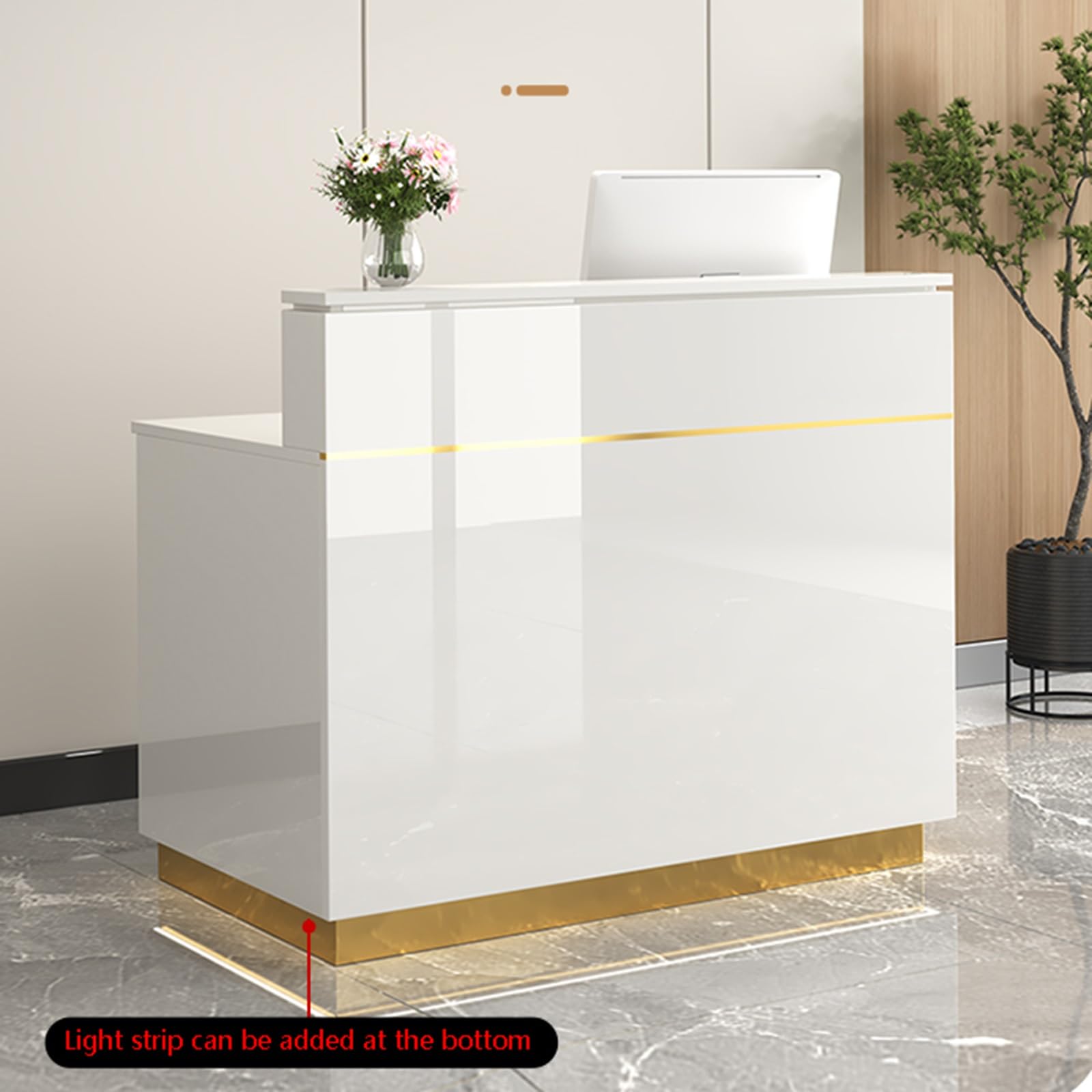 Bureau de réception à compartiment ouvert pour magasins et salons de beauté 70 cm Table de réception Caisse Station de vente au détail élégant