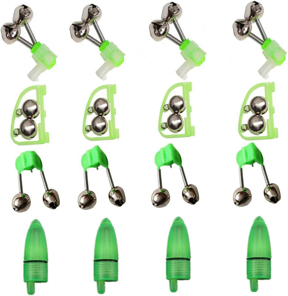 Aebor16pcs Plastic Fishing Bells Clips Fishing Rod Alarm with Dual Alert Bells,Rod for Night Fishing Light Installable