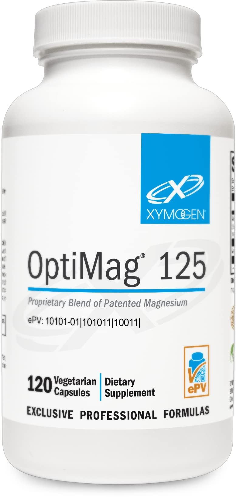 XYMOGEN OptiMag 125 - Magnesium Supplement with Di-Magnesium Malate & Glycinate Lysinate to Support Nerve, Muscle, Bone Health + Heart Health (120 Capsules)