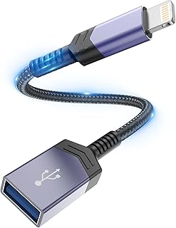 Lightning to USB Camera Adapter【MFi Certified】 USB to Lightning Adapter USB 3.0 OTG Cable Adapter for iPhone/iPad,Supports Connect Camera,Card Reader,U Disk,Mouse,USB Flash Drive,MIDI Keyboard