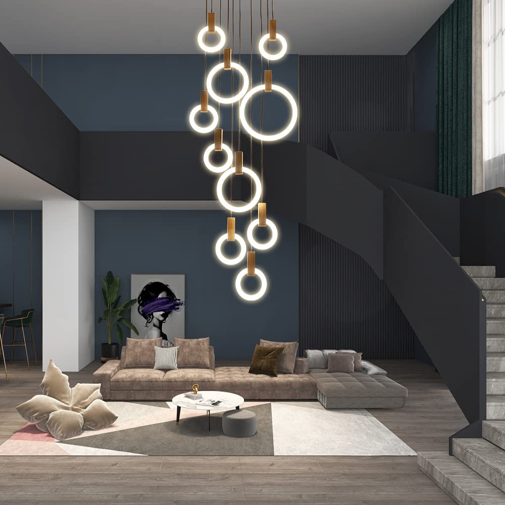 JAYMP 10 Rings Modern Dimmable LED Chandeliers