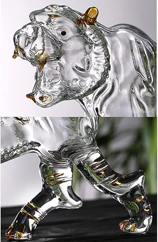 Miniatura 6 de NF Decantador de whisky de tigre, decantador de vino animal de 33.8 fl oz, decantador de licor del zodiaco de cristal para whisky bourbon whisky