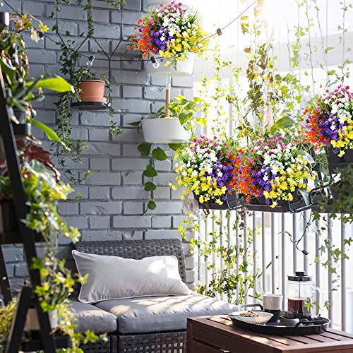 HATOKU 10pcs Artificial Flowers for Outdoors, Fake Outdoor Flowers UV Resistant, Lifelike Plastic Flowers for Indoor Outdoors Home Office Garden Wedding Decorations(Mixture) - Thumbnail 2