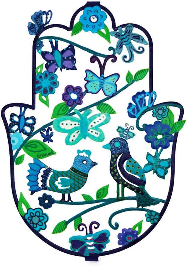 EMANUEL Yair Metal Hamsa Wall Decor Good Luck Home Blessing Judaica Art Gift (Hearts, Medium (6.7' X 5'))
