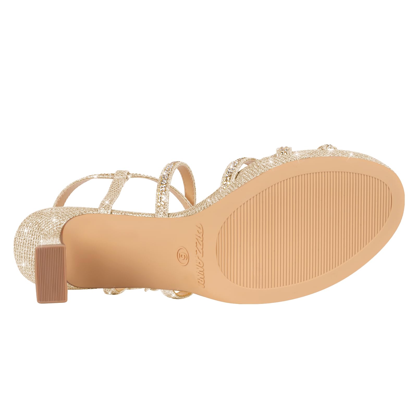 PIZZ ANNU Stellora Plateau Sandalen Damen Glitzer Elegante Sandaletten Sommer Offene mit Absatz Blockabsatz Party Hochzeit Riemchensandalen Bequem Hohe Schuhe